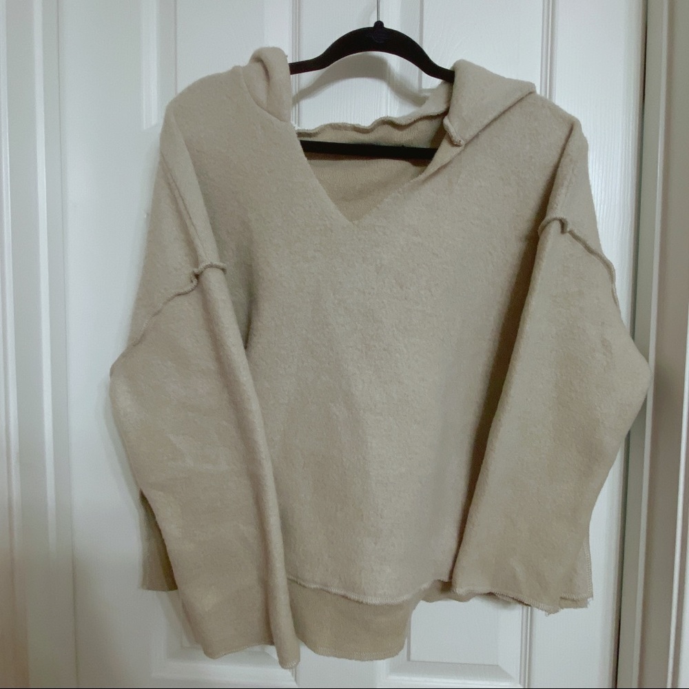 Creamy Grey Hoodies Sweater